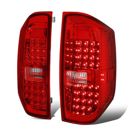 2014-2018 Toyota Tundra Full LED Tail Lights - Chrome/Red