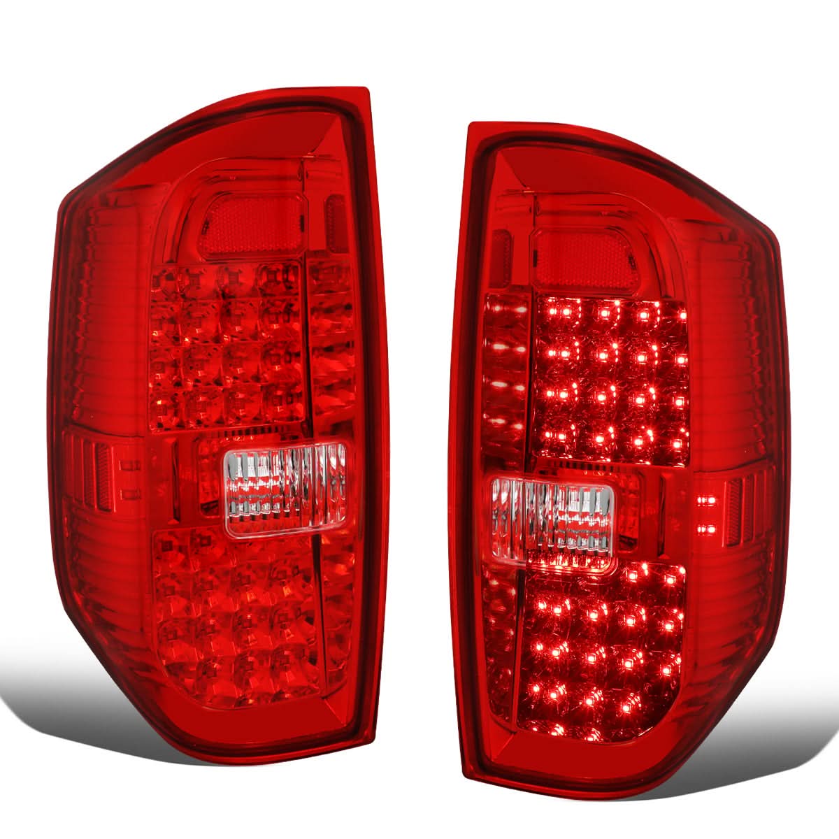 2014-2018 Toyota Tundra Full LED Tail Lights - Chrome/Red
