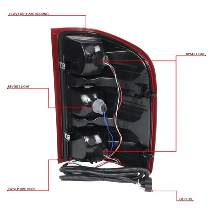 2007-2013 Chevrolet Silverado Red Clear Tail Light Left