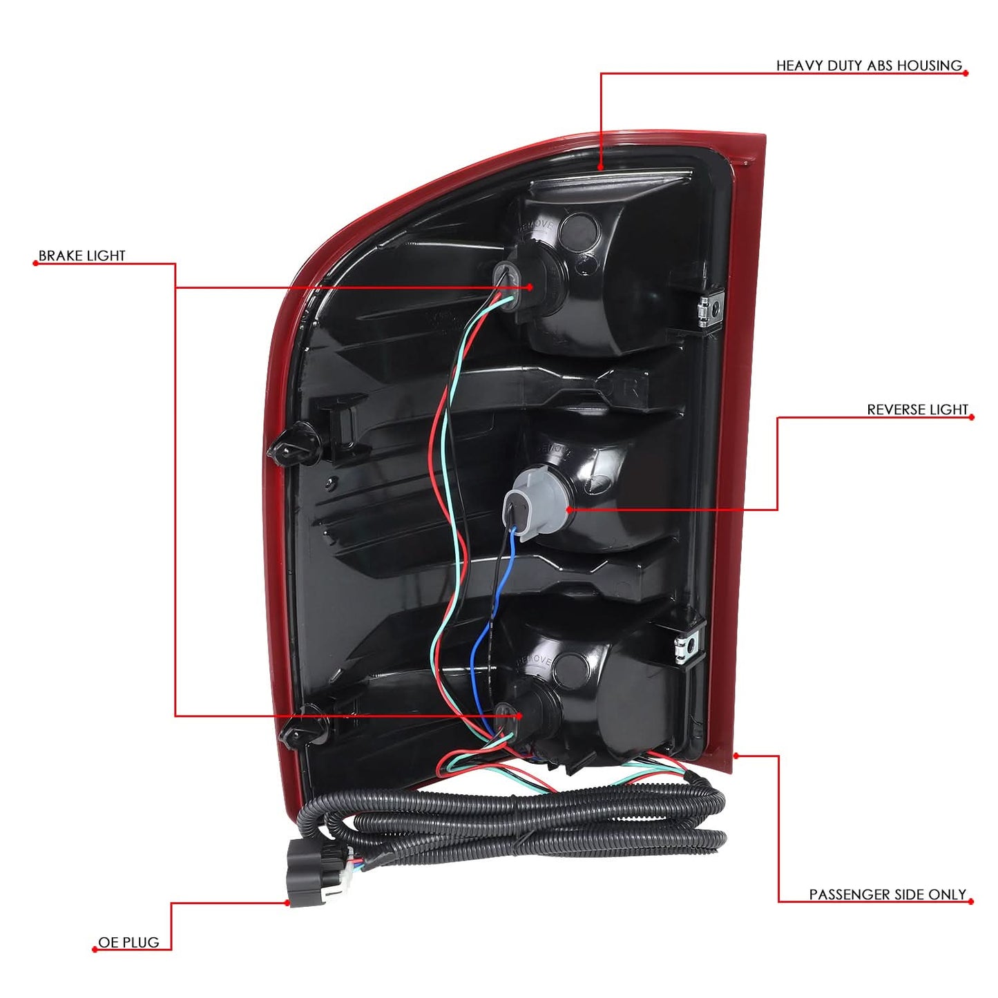 2007-2013 Chevrolet Silverado Red Clear Tail Light - Right Side