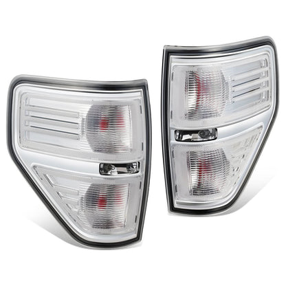 09-14 Ford F-150 Chrome Clear Lens Tail Lights with Red Bulb