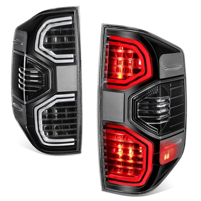 14-21 Toyota Tundra LED Tube Tail Lights Black Housing Clear Lens