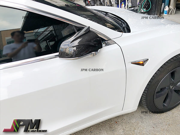 [JPMCarbon] Carbon Fiber Replacement Mirror Covers Fits For 2017-2023 Tesla Model 3 Only