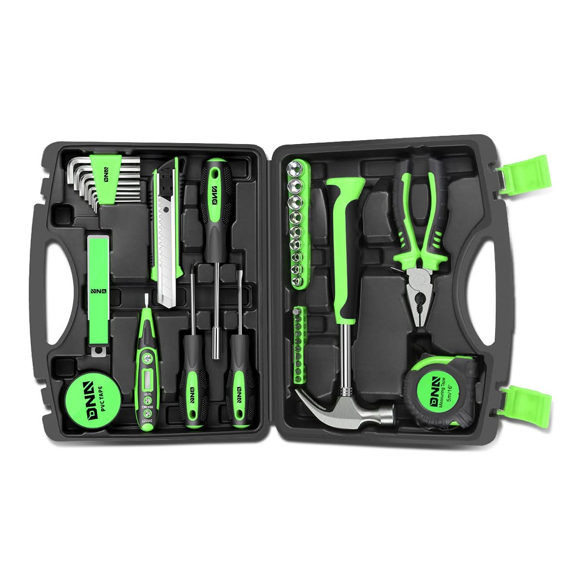 46-Piece Tool Set with Storage Box - Black/Green