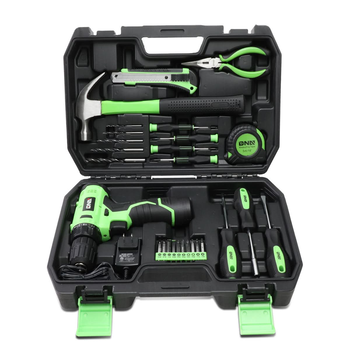 27-Piece Tool Set with Carrying Case - Black/Green