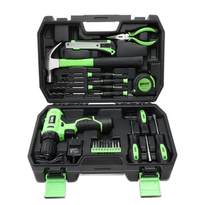 27-Piece Tool Set with Carrying Case - Black/Green