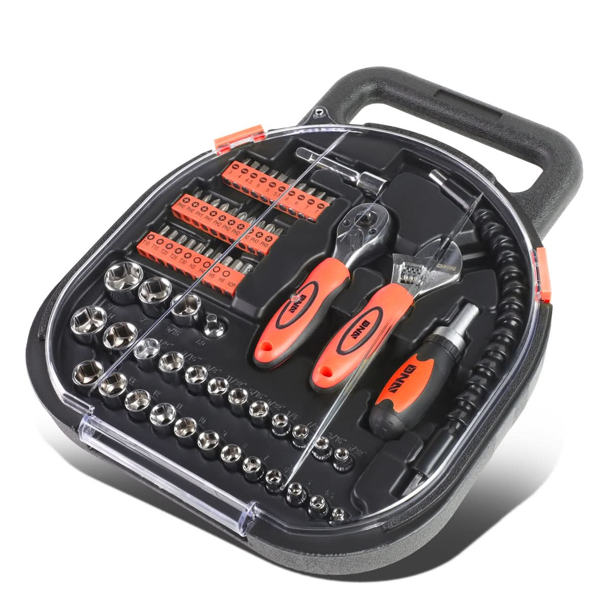 64-Piece Chrome Vanadium Steel Tool Set - Black/Orange