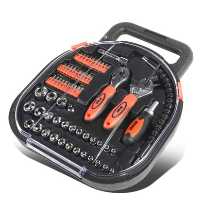 64-Piece Chrome Vanadium Steel Tool Set - Black/Orange