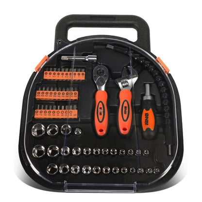 64-Piece Chrome Vanadium Steel Tool Set - Black/Orange