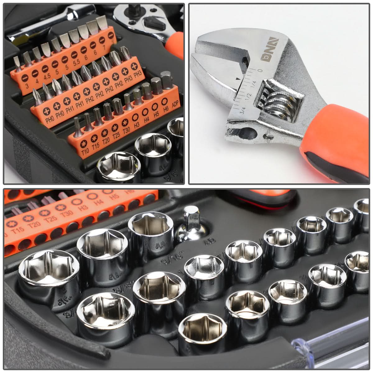 64-Piece Chrome Vanadium Steel Tool Set - Black/Orange