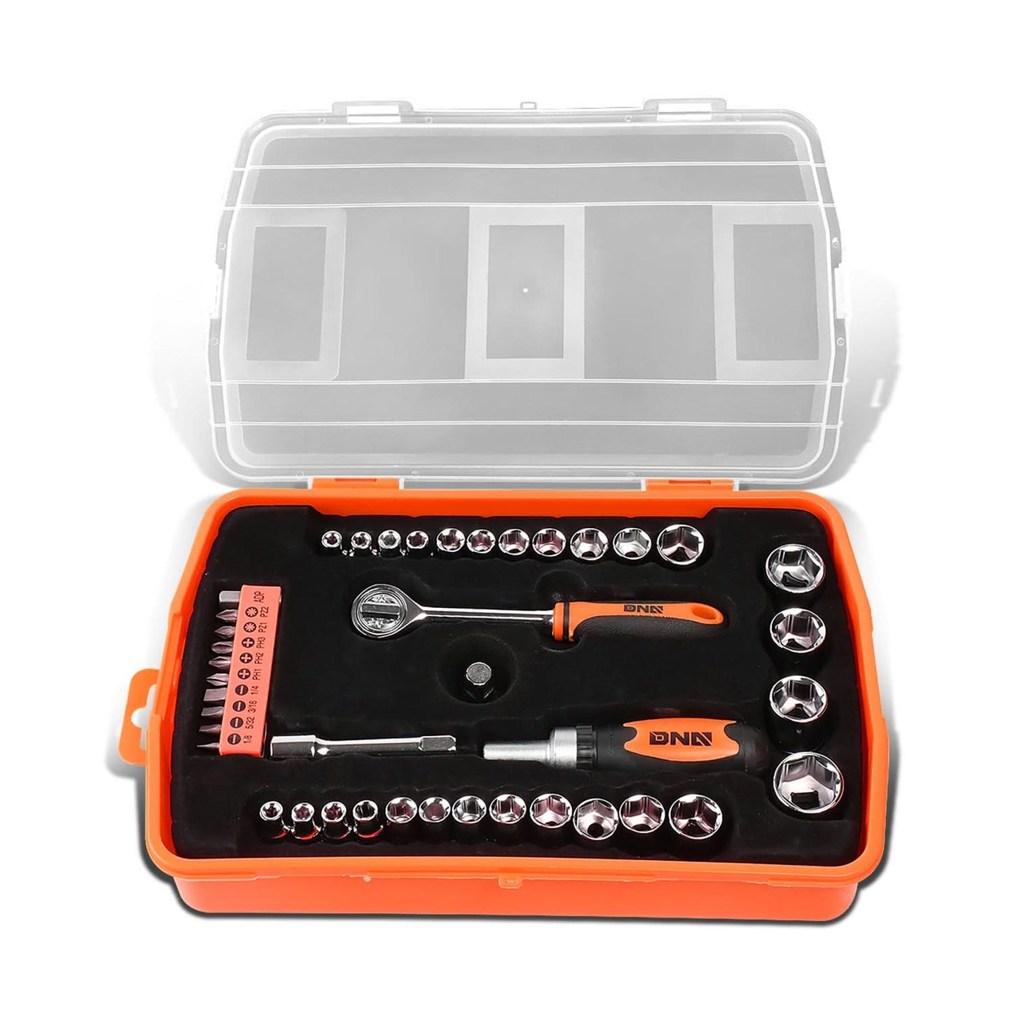 41-Piece Screwdriver Bit Tool Set Kit - Black/Orange