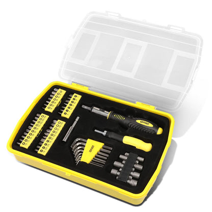 51-Piece Magnetic Screwdriver Bit Tool Set - Black/Yellow