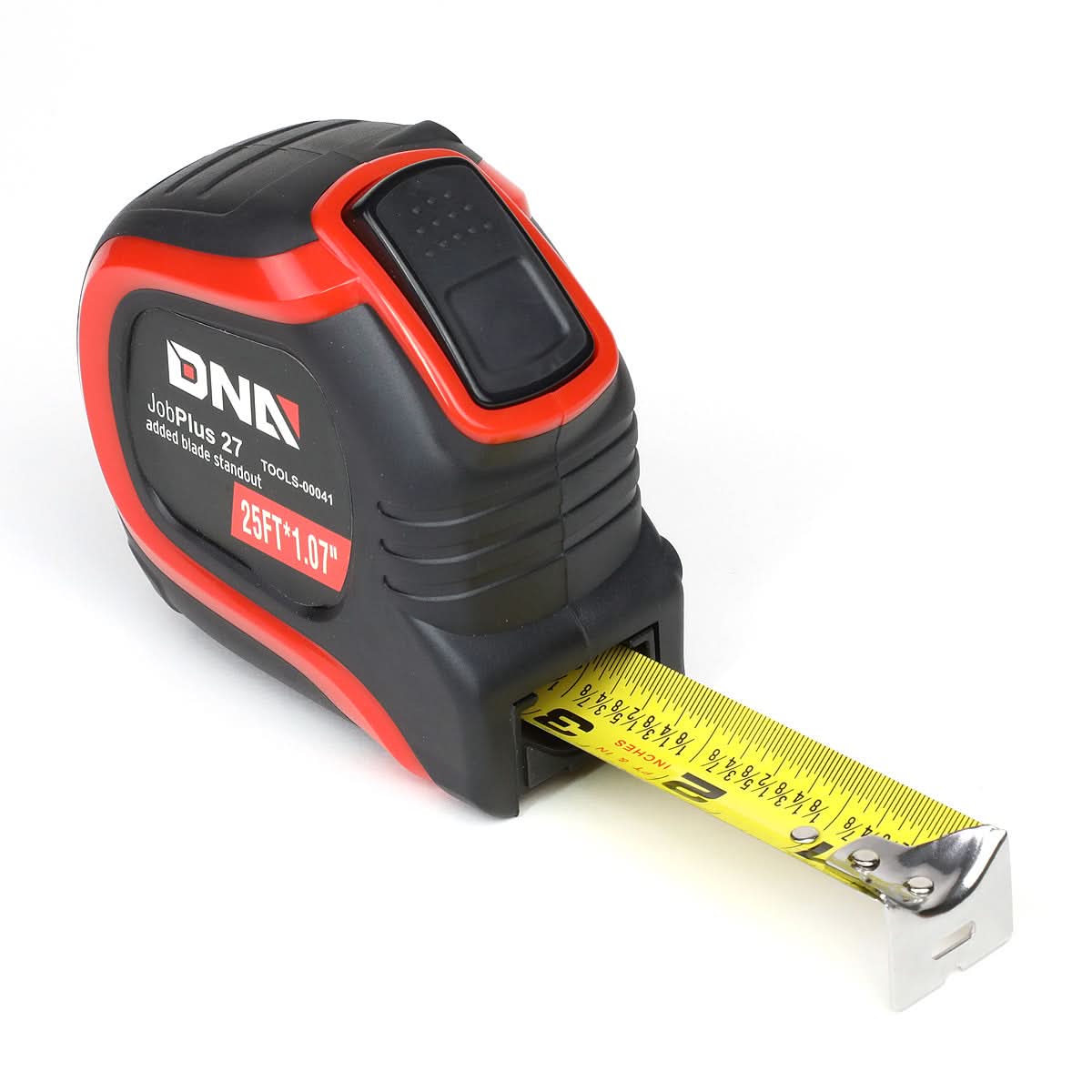 DNA Logo 25FT Measuring Tape - Push Button Black/Red
