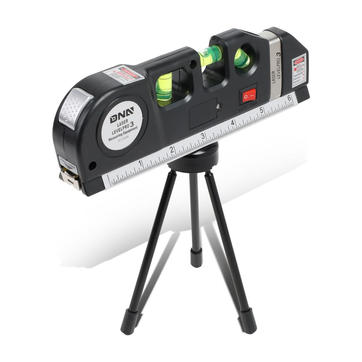 DNA Logo Laser Level with 3-Mode Line, 6" Ruler & 8ft Tape