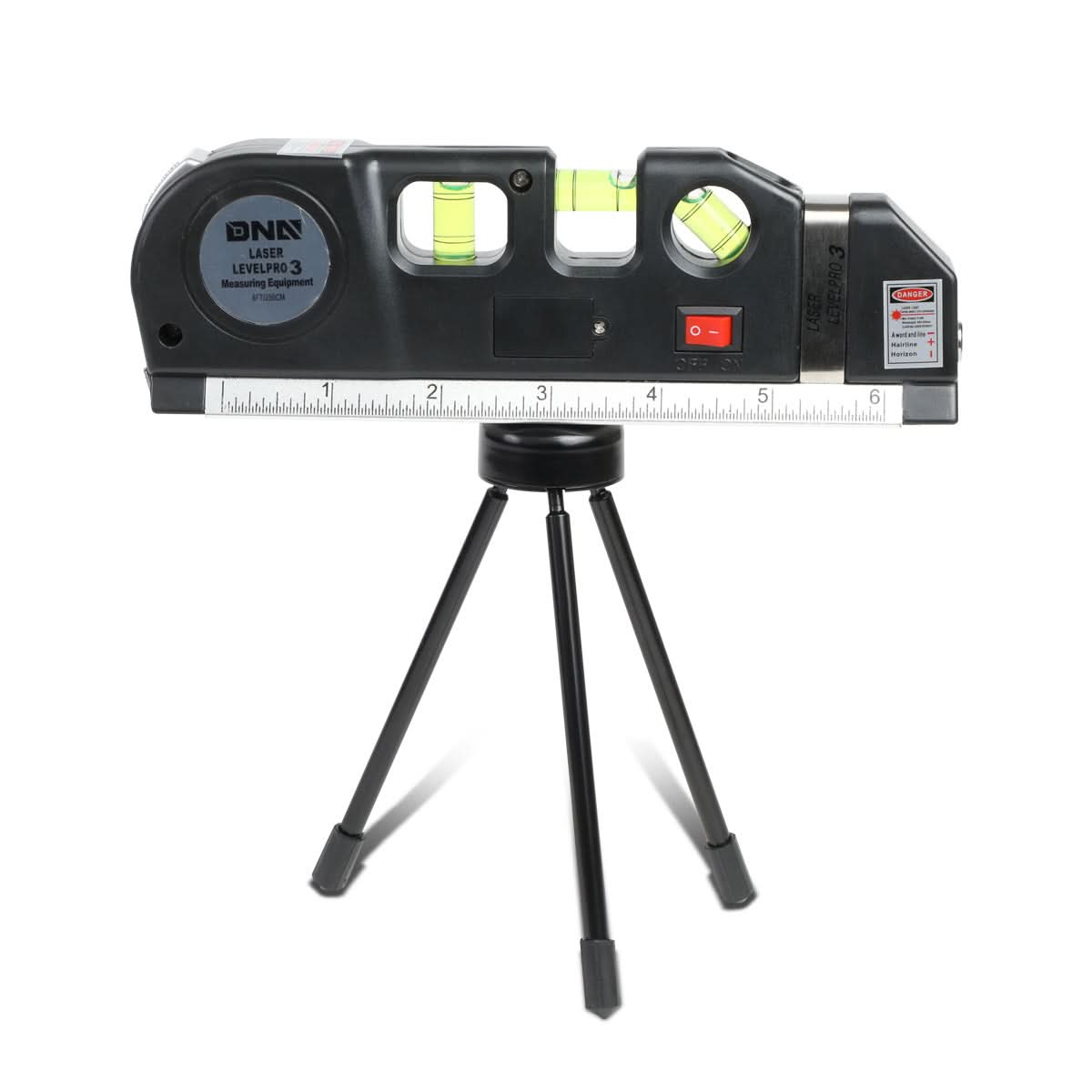 DNA Logo Laser Level with 3-Mode Line, 6" Ruler & 8ft Tape