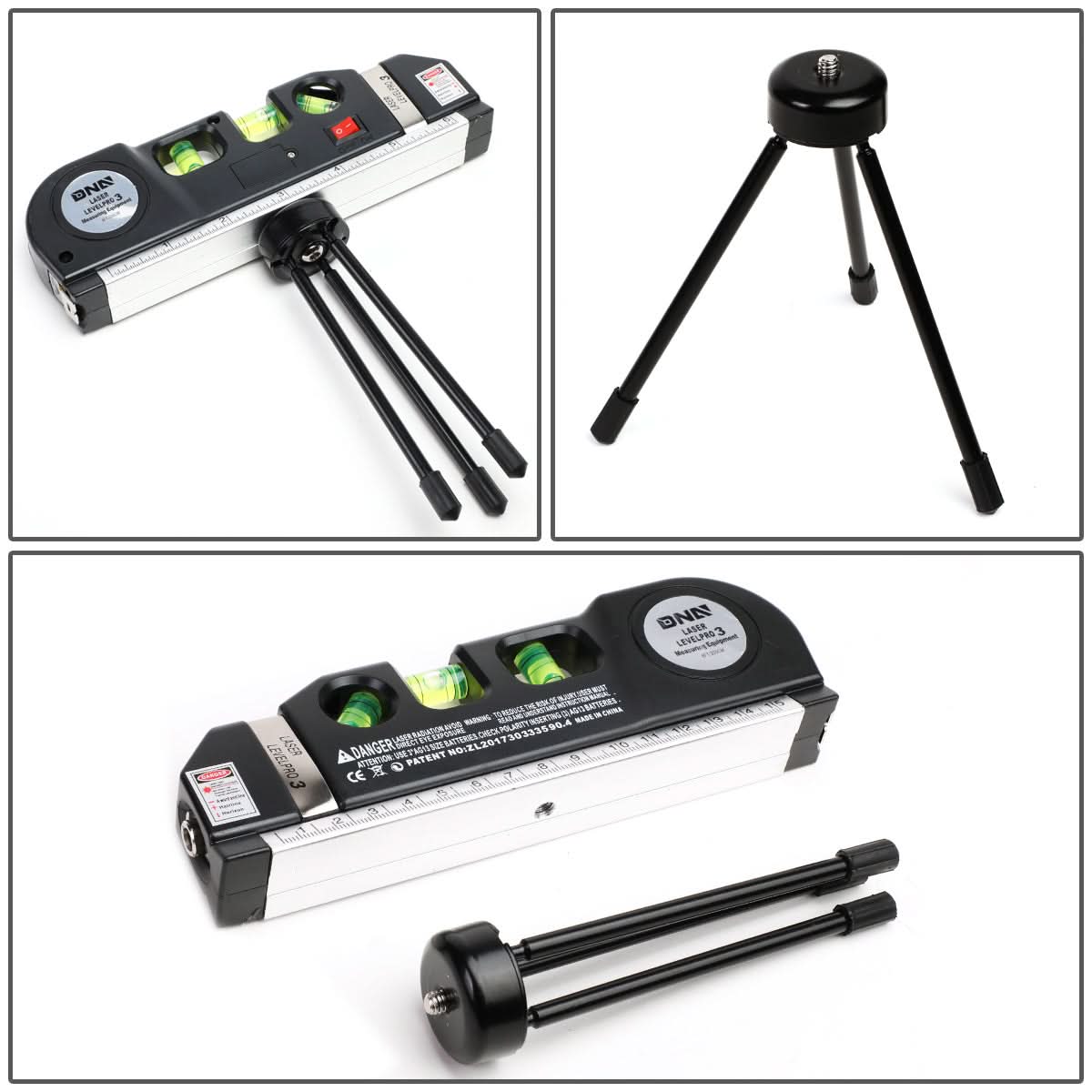 DNA Logo Laser Level with 3-Mode Line, 6" Ruler & 8ft Tape