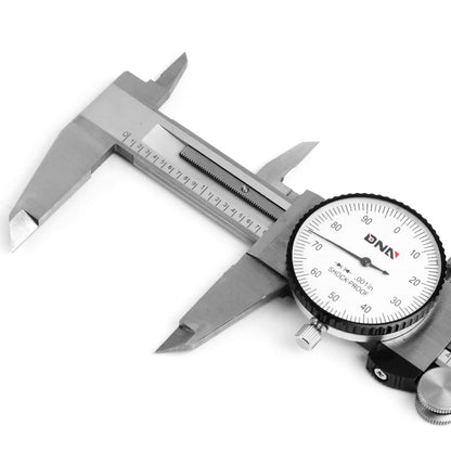DNA Logo Dial Caliper 6" Stainless Steel Shockproof Lockable