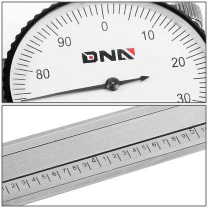 DNA Logo Dial Caliper 6" Stainless Steel Shockproof Lockable