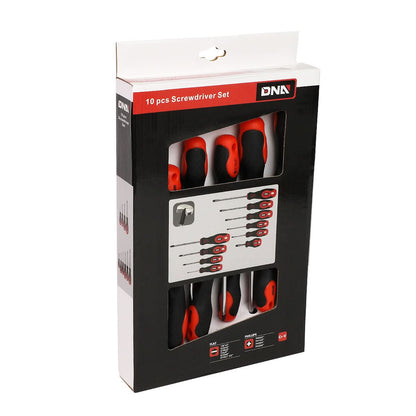 DNA Logo Screwdriver Set Tool Kit - 10 Piece Black Red Grip