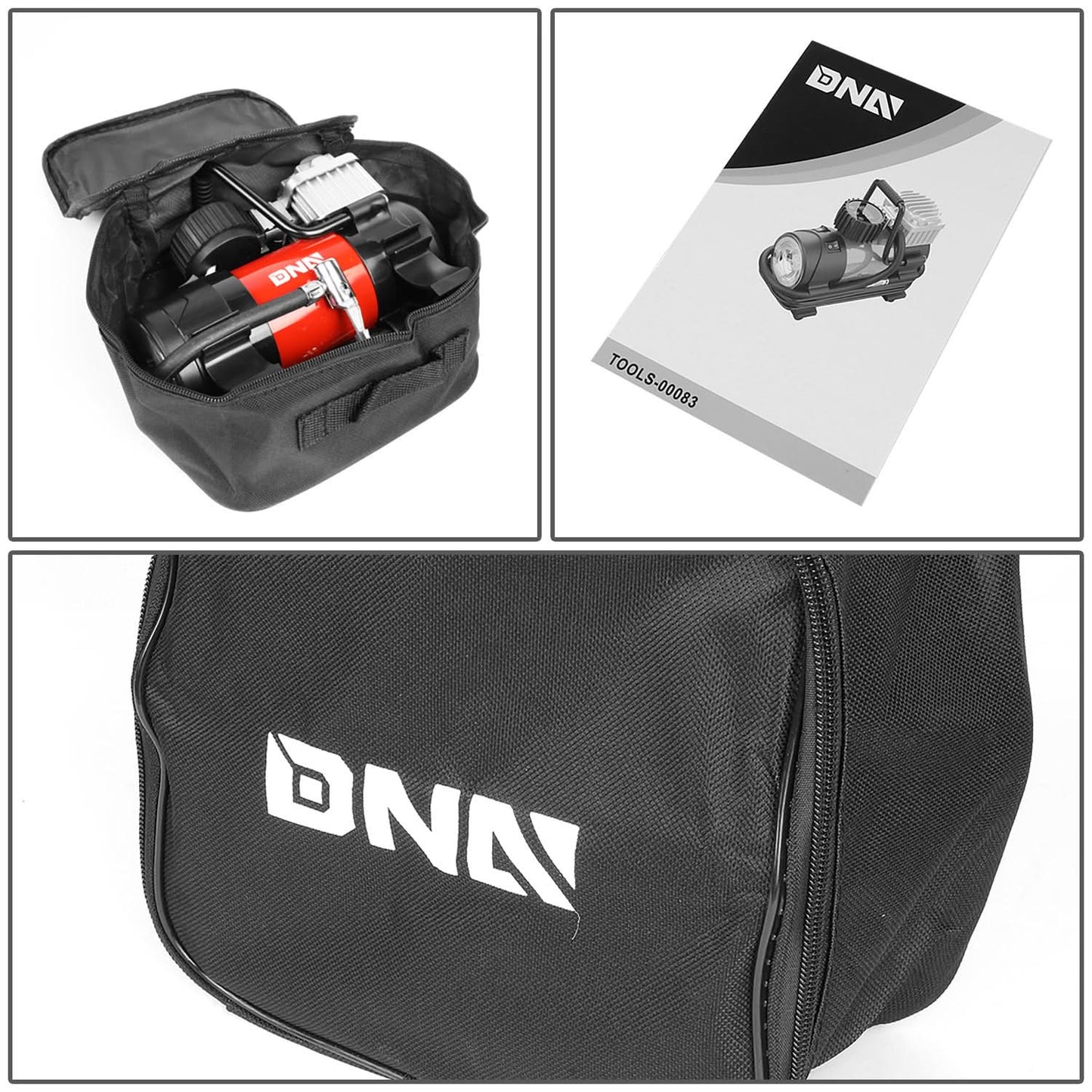 DNA Logo Portable Air Inflator with LED Display and Adapters