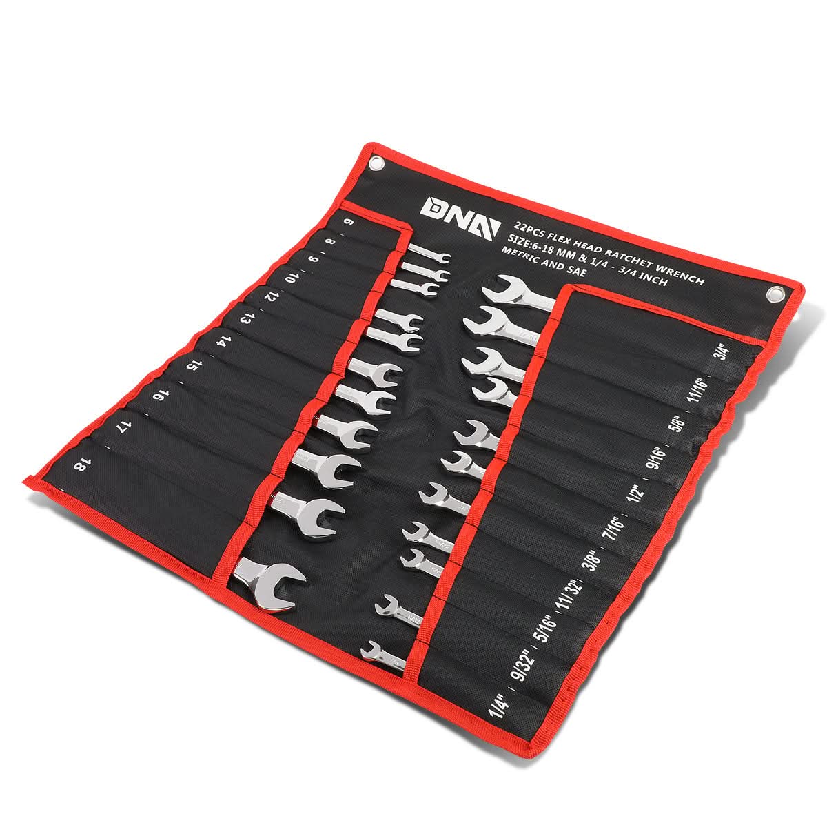 DNA Logo Ratcheting Wrench Set 22 Piece with Foldable Pouch