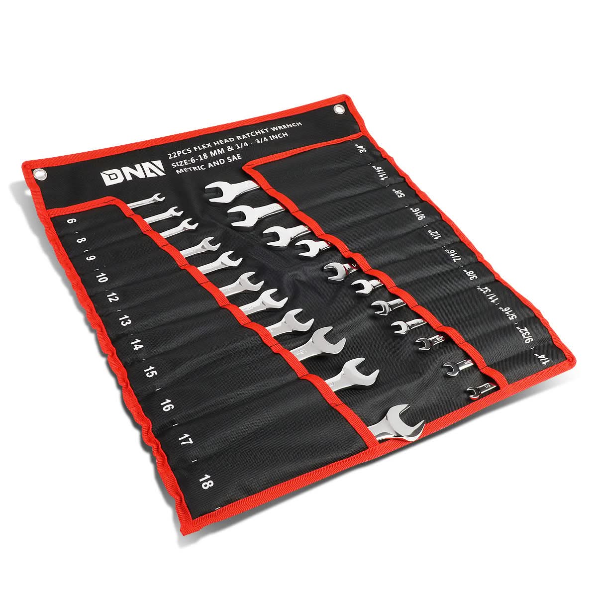 DNA Logo Ratcheting Wrench Set 22 Piece with Foldable Pouch