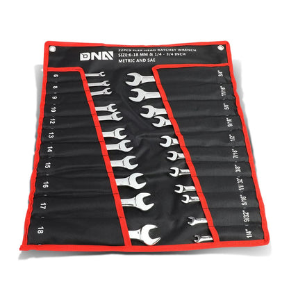 DNA Logo Ratcheting Wrench Set 22 Piece with Foldable Pouch
