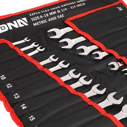 DNA Logo Ratcheting Wrench Set 22 Piece with Foldable Pouch
