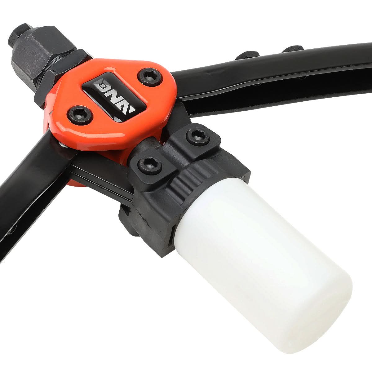 DNA Logo Hand Riveter 12.5" Handles with Collection Bottle Black Red