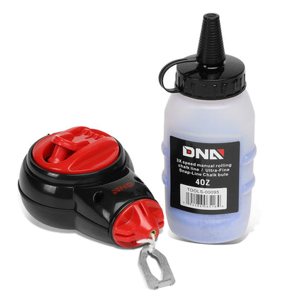 DNA Logo Chalk Line Reel with 100ft Line and 4oz Blue Chalk Bottle