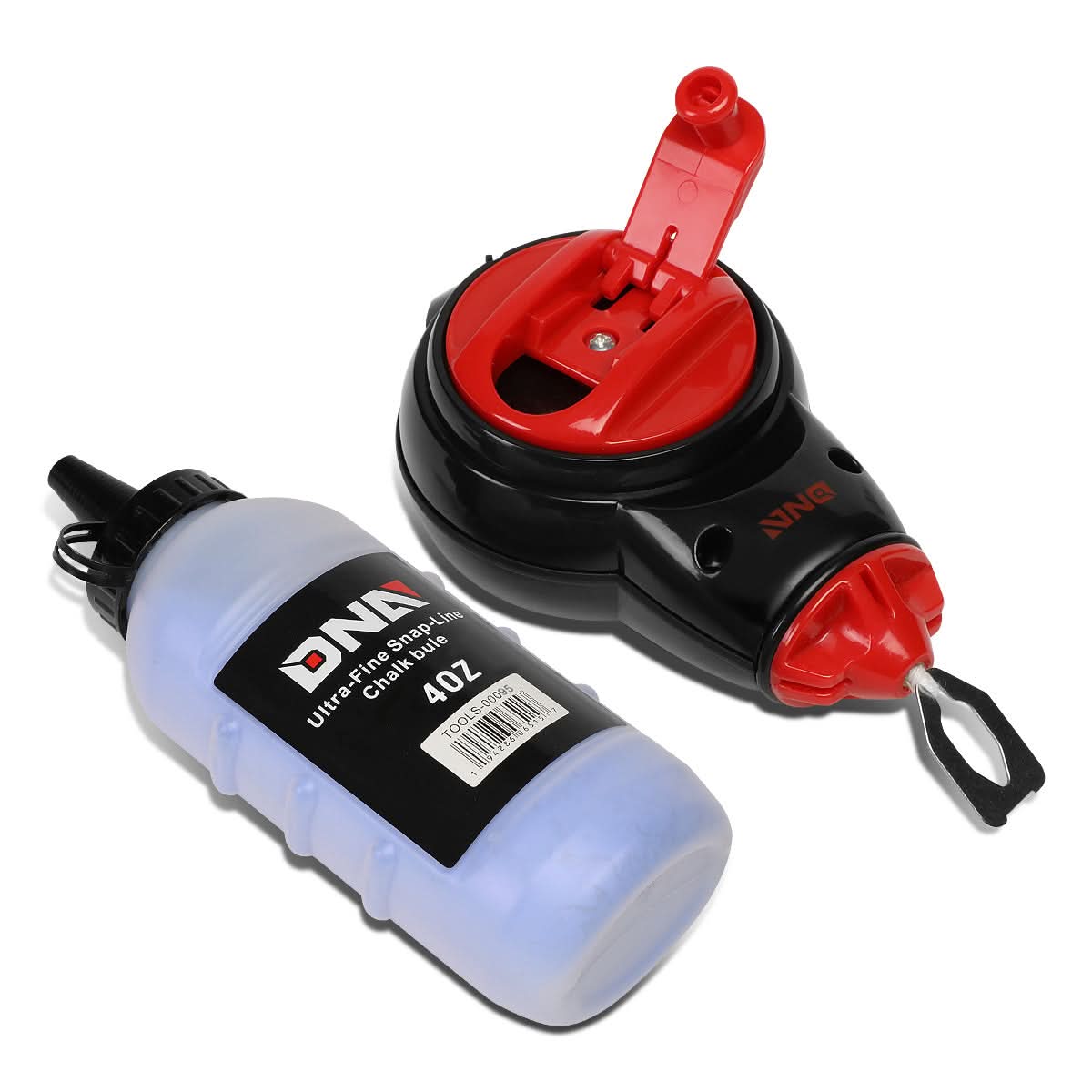 DNA Logo Chalk Line Reel with 100ft Line and 4oz Blue Chalk Bottle