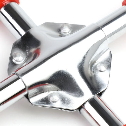 4-Way Cross Lug Wrench - Chrome Vanadium Steel - 16" - Red/Silver