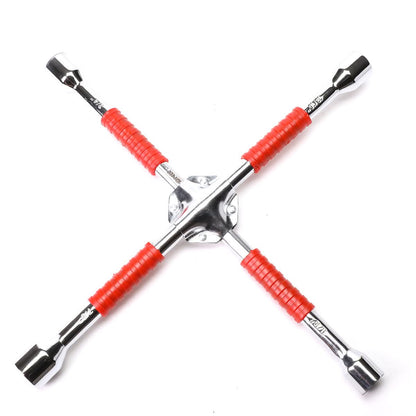 4-Way Cross Lug Wrench - Chrome Vanadium Steel - 16" - Red/Silver