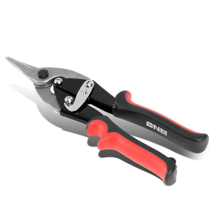 10" Straight Cut Tin Snips with DNA Logo & Thumb Lock - Red/Black