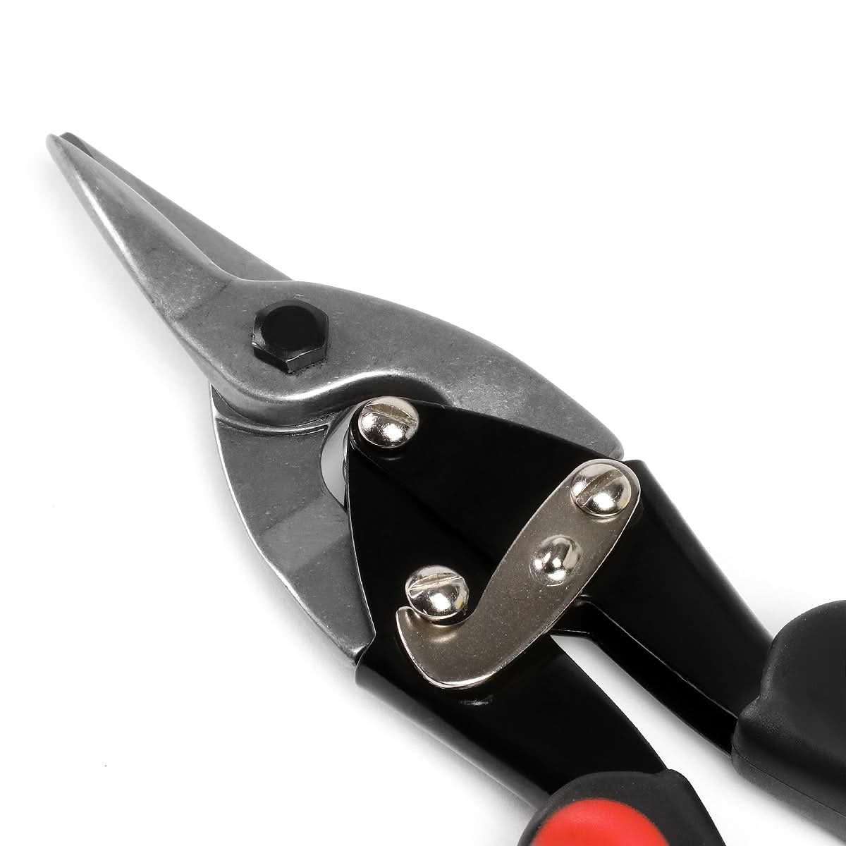10" Straight Cut Tin Snips with DNA Logo & Thumb Lock - Red/Black