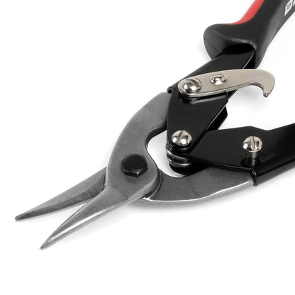 10" Straight Cut Tin Snips with DNA Logo & Thumb Lock - Red/Black