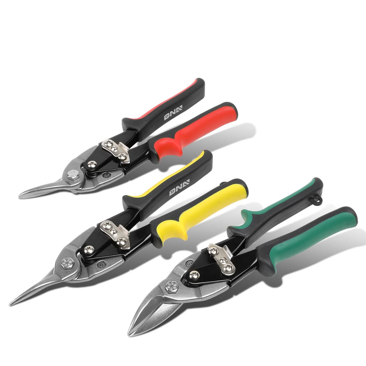 DNA Logo Tin Snips 3-Piece Set 10" Built-In Thumb Lock Tool Kit