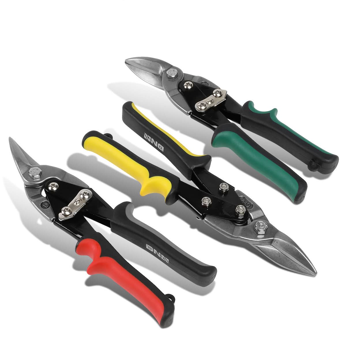 DNA Logo Tin Snips 3-Piece Set 10" Built-In Thumb Lock Tool Kit