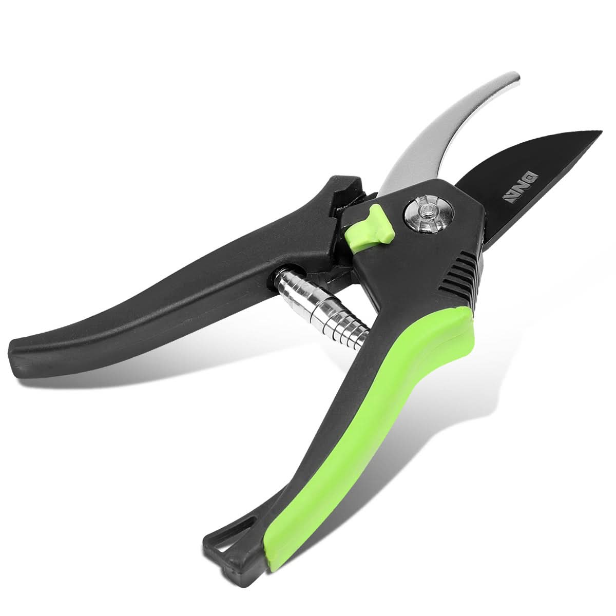 DNA Logo Bypass Garden Pruner 8 Inch Metallic Black Green