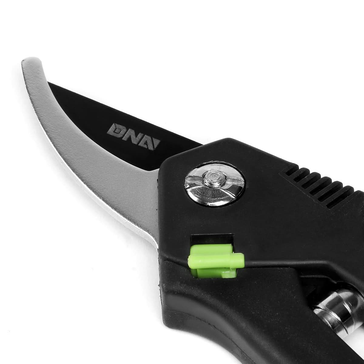 DNA Logo Bypass Garden Pruner 8 Inch Metallic Black Green