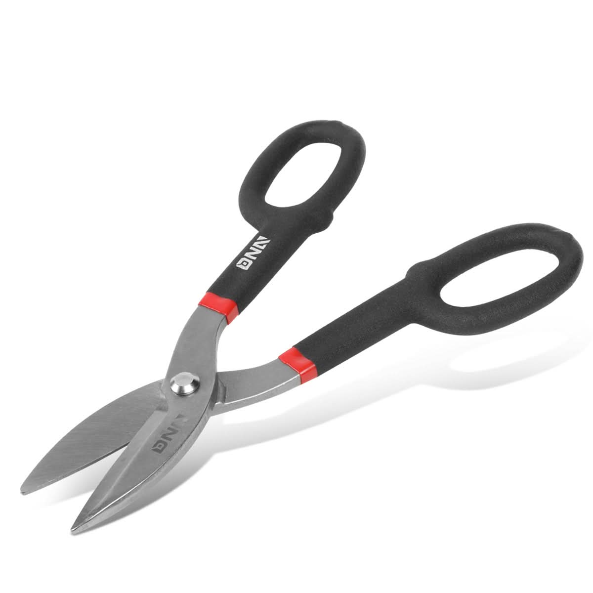 DNA Logo Tin Snips 10-1/2" Straight Pattern Metallic Black Red