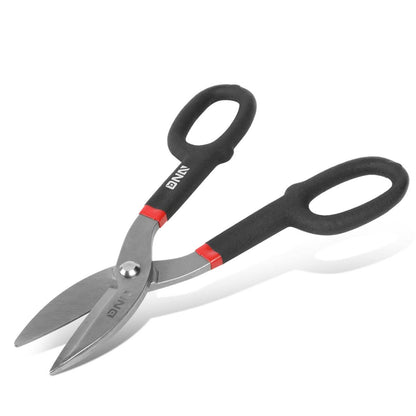 DNA Logo Tin Snips 10-1/2" Straight Pattern Metallic Black Red