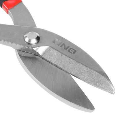 DNA Logo Tin Snips 10-1/2" Straight Pattern Metallic Black Red