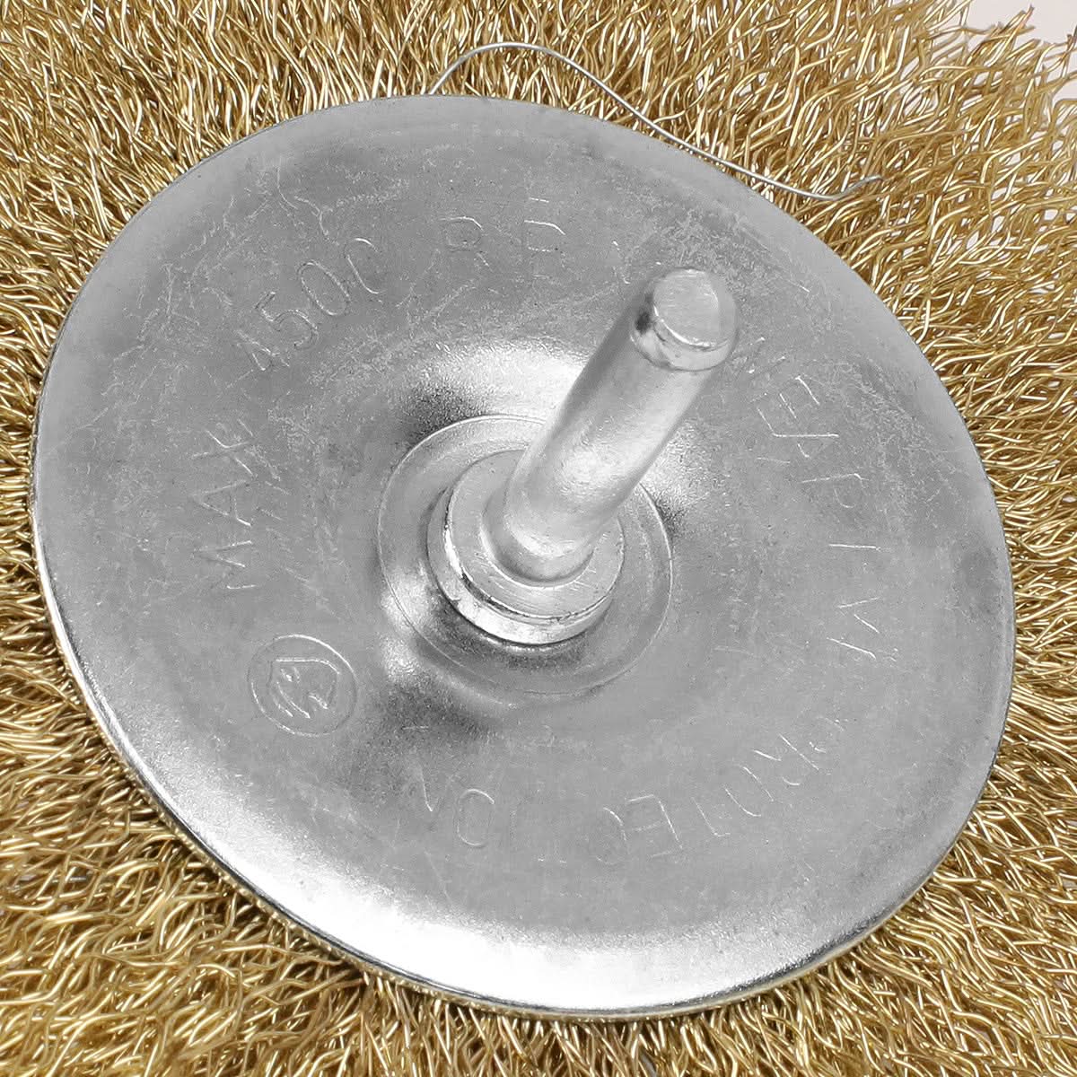 DNA Logo Wire Wheel 4 inch OD 1/4 inch Shank Metallic Brass
