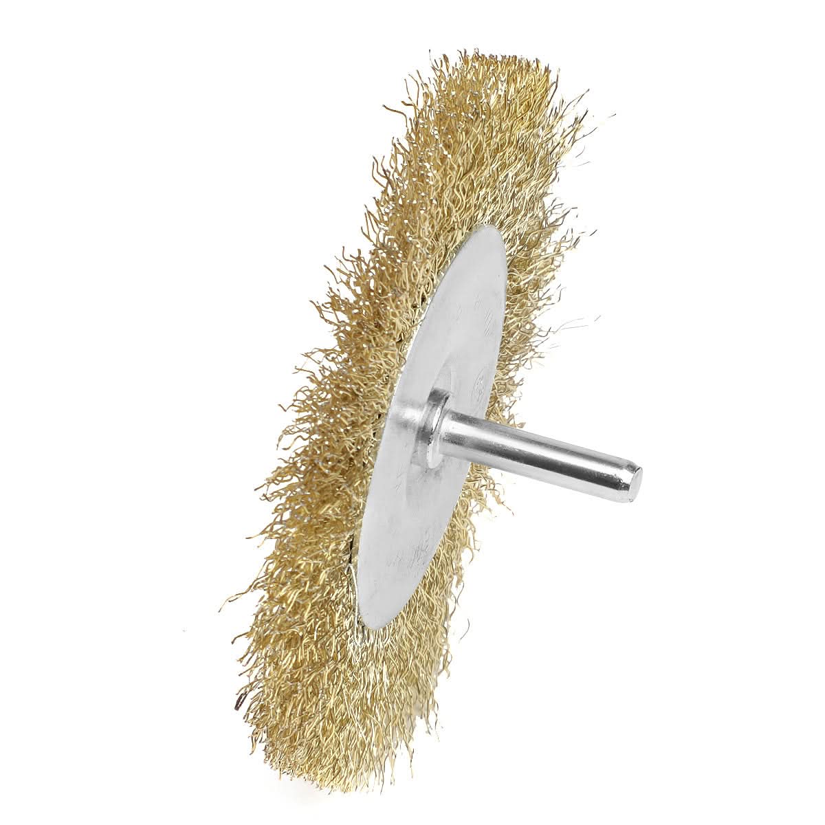 DNA Logo Wire Wheel 4 inch OD 1/4 inch Shank Metallic Brass