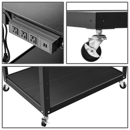 Steel AV Cart 35x25x42 Inch Mobile Storage