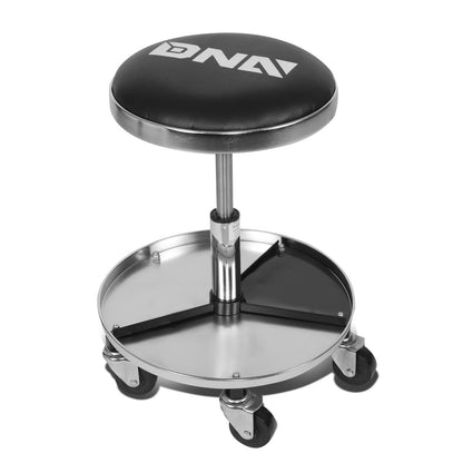 Mechanic Roller Seat with Tool Tray - 250lb Capacity Black Chrome