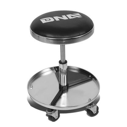 Mechanic Roller Seat with Tool Tray - 250lb Capacity Black Chrome