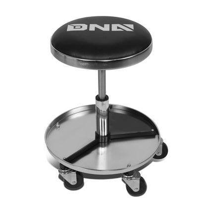 Mechanic Roller Seat with Tool Tray - 250lb Capacity Black Chrome