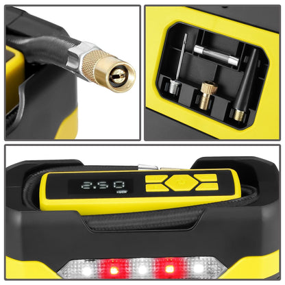 Portable Air Compressor & Inflator with Car Charger - Yellow